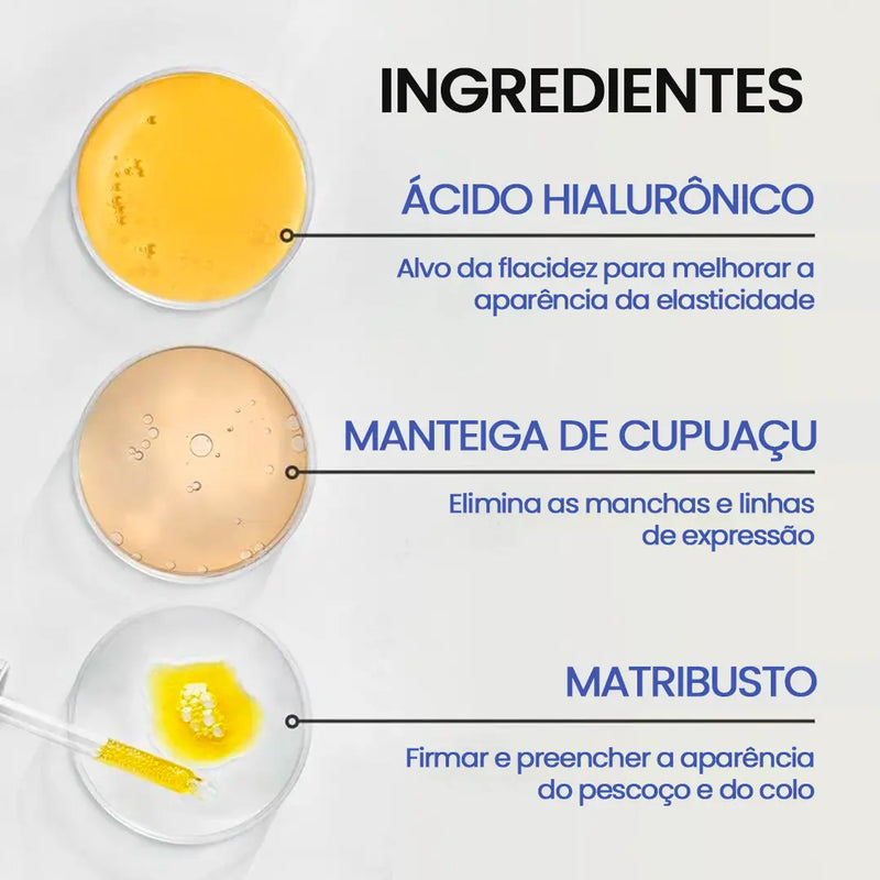 Creme Anti-rugas para Pescoço e Colo DermaLift® + BRINDE LIMITADO: Massageador com LED Terapia