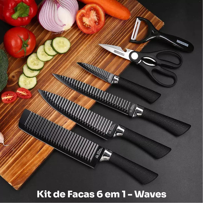 Kit de Facas Waves 6 em 1 - O Mais Completo e Profissional